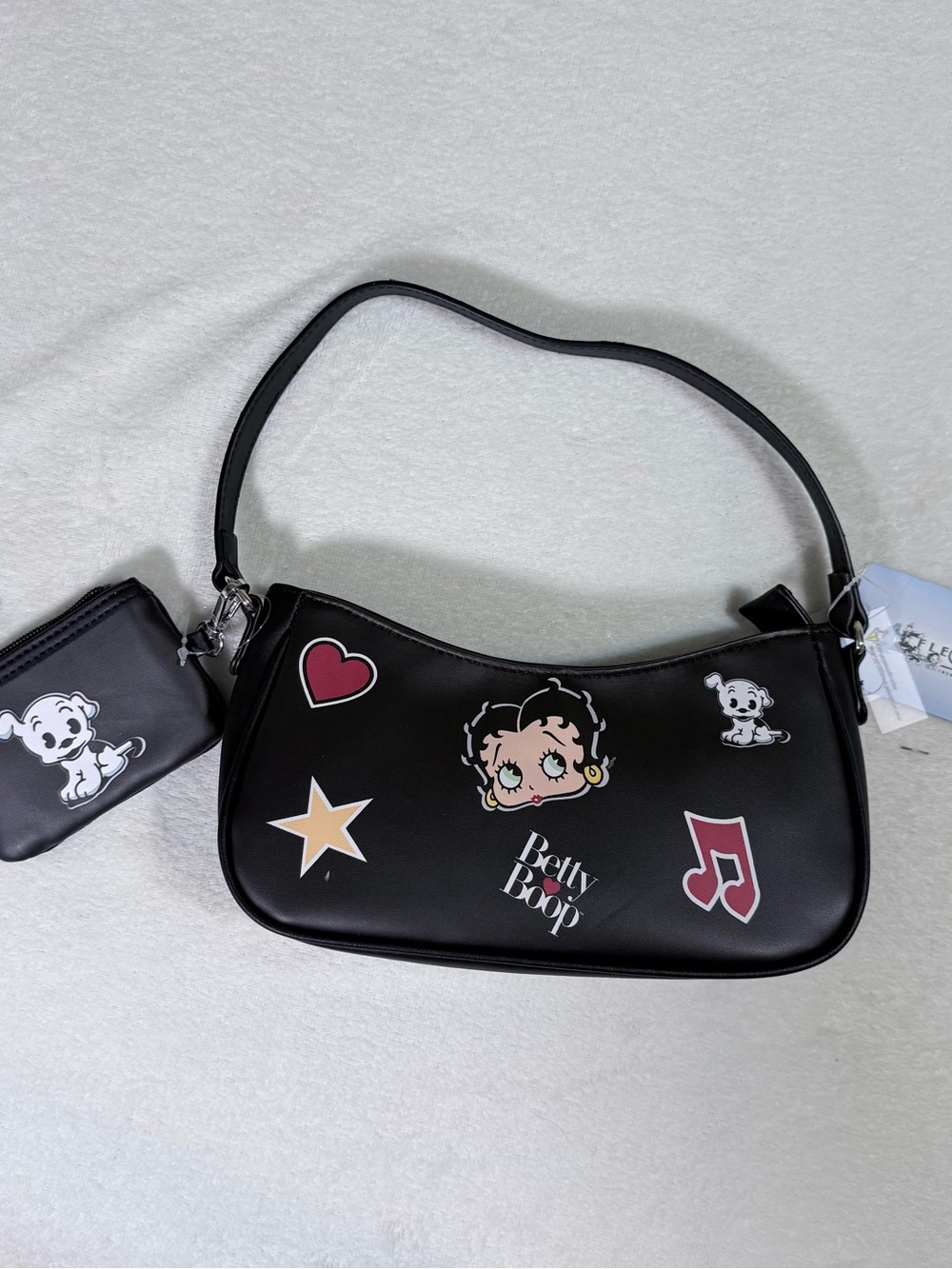 Fleischer Studios Betty Boop Black Graphic Shoulder Bag w/ pouch- NWT